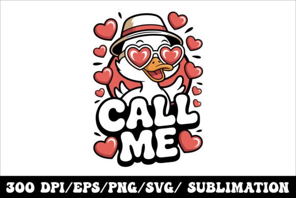 Download Cute Duck Call Me Love Illustration - Premium Bundle