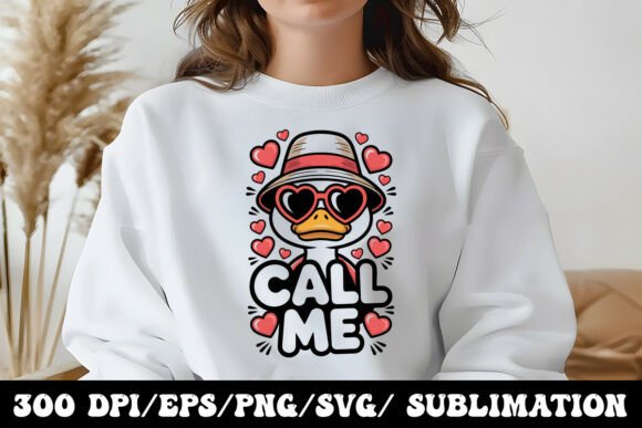 Download Funny Romantic Duck Cartoon with Hearts - Premium Bundle